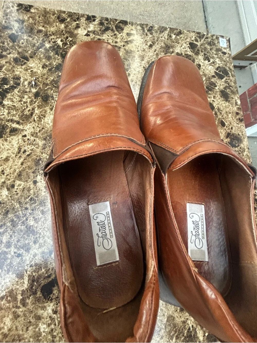 Fratelli Select Men's 11 M Brown Loafer Leather Slip-On Square Toe Dress Shoes